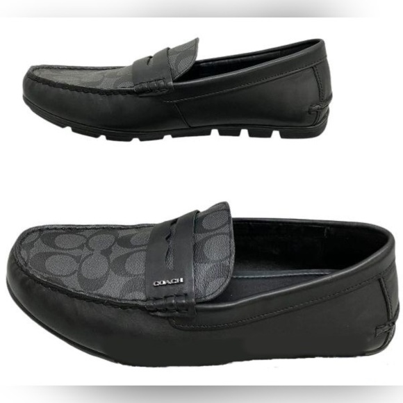 COACH Men's Black Leather Mott Driver Signature C Loafer Shoes Size 11D - Picture 4 of 10